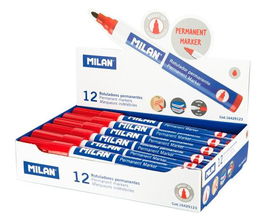 Milan Rotulador Permanente Punta Redonda Ø4 mm Rojo Caja 12 Unidades