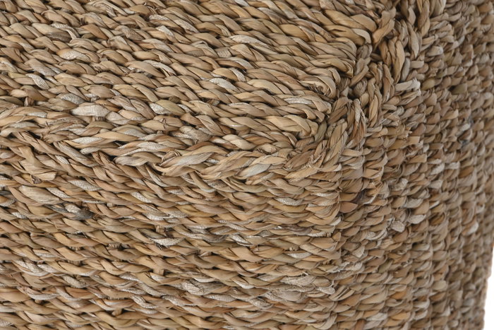 DKD Home Decor Reposapiés Seagrass Algodón Natural 40x40x38