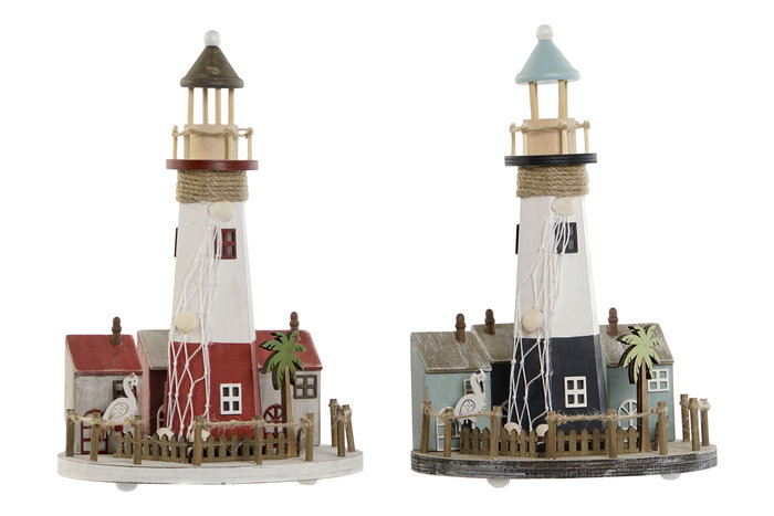 DKD Home Decor Faro Decorativo Luminoso Azul Rojo Multicolor LED Madera 20 x 30.5 x 20 cm (2 Unidades) DKD Home Decor Faro Decorativo Luminoso Azul Rojo Multicolor LED Madera 20 x 30.5 x 20 cm (2 Unidades)