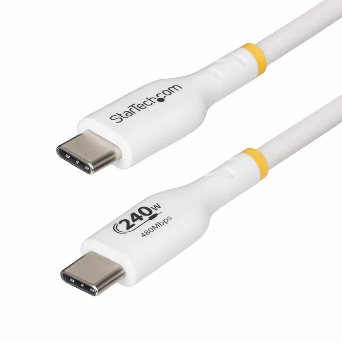 StarTech.com Cable de Carga USB-C 2m, 240W EPR, USB Power Delivery 3.1, 5A, USB 2.0, Blanco, USB2EPR2MW