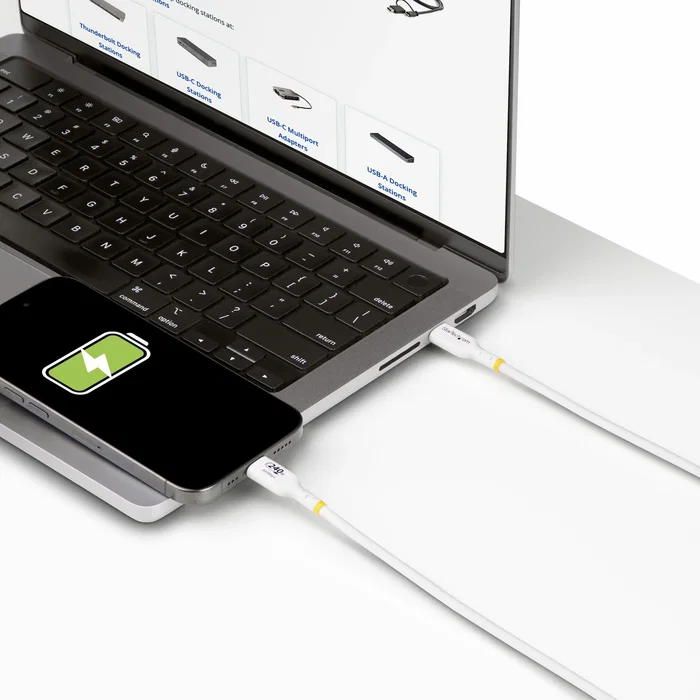 StarTech.com Cable de Carga USB-C 2m, 240W EPR, USB Power Delivery 3.1, 5A, USB 2.0, Blanco, USB2EPR2MW