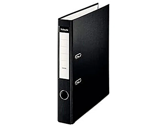 Esselte Archivador de Palanca Folio Lomo 50 mm Negro con Rado - Para Documentos y Almacenamiento