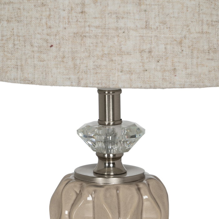 Lámpara Mesa Beige-Plata Cerámica-Metal 27 X 27 X 44 cm