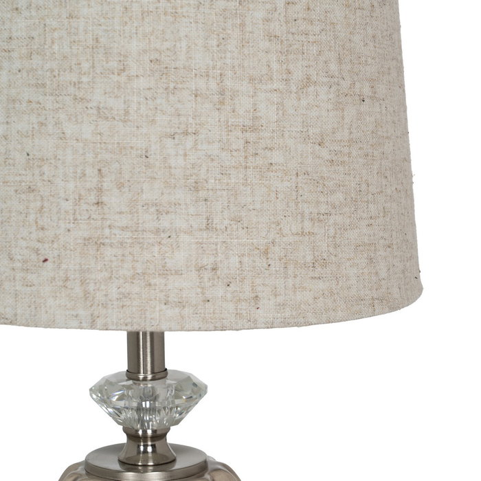 Lámpara Mesa Beige-Plata Cerámica-Metal 27 X 27 X 44 cm