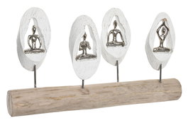 DKD Home Decor Figura Yoga Blanco y Marrón en Mango y Aluminio