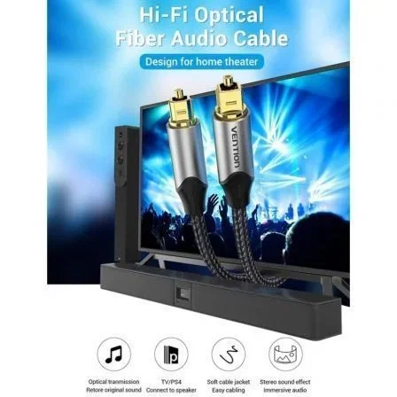 Vention Cable de audio de fibra óptica BavHF 1m gris
