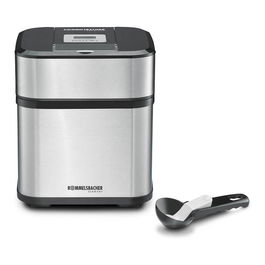 Rommelsbacher IM 12 Heladera Tradicional para Helado, Sorbete y Yogurt, Capacidad 1.5L, Pantalla LCD, Tazón Extraíble, Negro y Acero Inoxidable, Incluye Espátula y Libro de Recetas