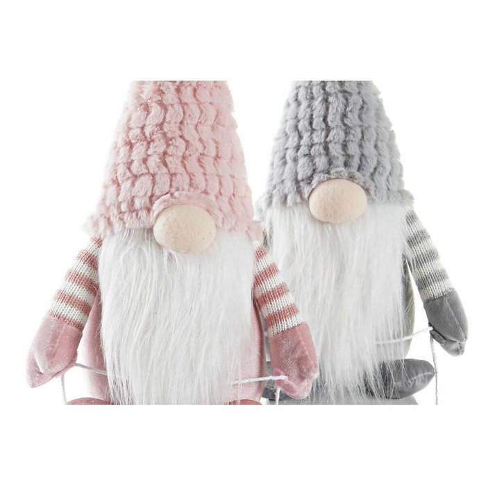 DKD Home Decor Figura Navidad Fantasia Rosa Gris Poliester 25 x 35 x 15 cm (2 Unidades)