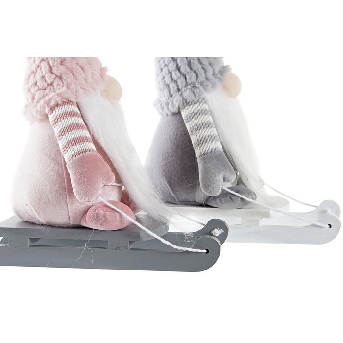 DKD Home Decor Figura Navidad Fantasia Rosa Gris Poliester 25 x 35 x 15 cm (2 Unidades)