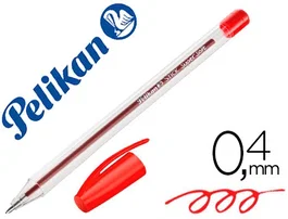 Pelikan Bolígrafo Hang Stick Rojo con Empuñadura Triangular Ergonómica Punta de Metal 1 mm