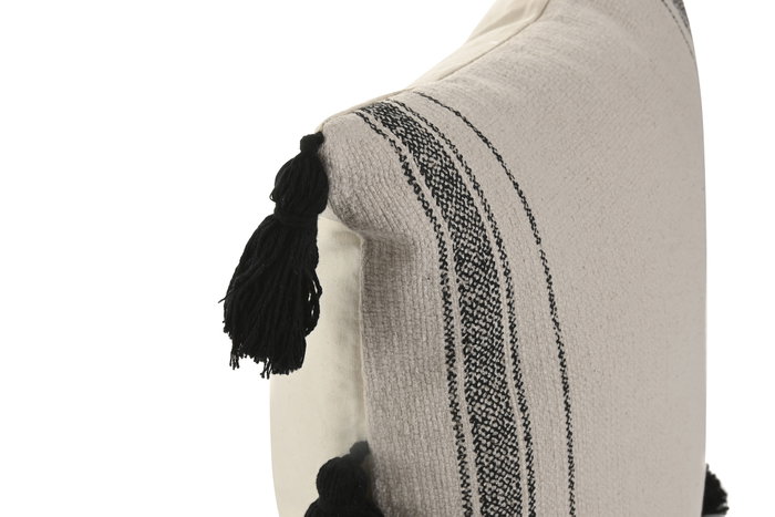 DKD Home Decor Cojín Blanco con Borlas de Poliéster, Pack de 2 DKD Home Decor Cojín Blanco con Borlas de Poliéster, Pack de 2