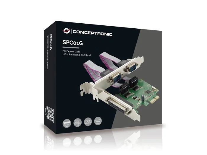 Conceptronic SPC01G Tarjeta de expansión PCIe con 1 puerto paralelo y 2 puertos serie Conceptronic SPC01G Tarjeta de expansión PCIe con 1 puerto paralelo y 2 puertos serie