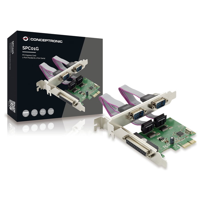 Conceptronic SPC01G Tarjeta de expansión PCIe con 1 puerto paralelo y 2 puertos serie Conceptronic SPC01G Tarjeta de expansión PCIe con 1 puerto paralelo y 2 puertos serie