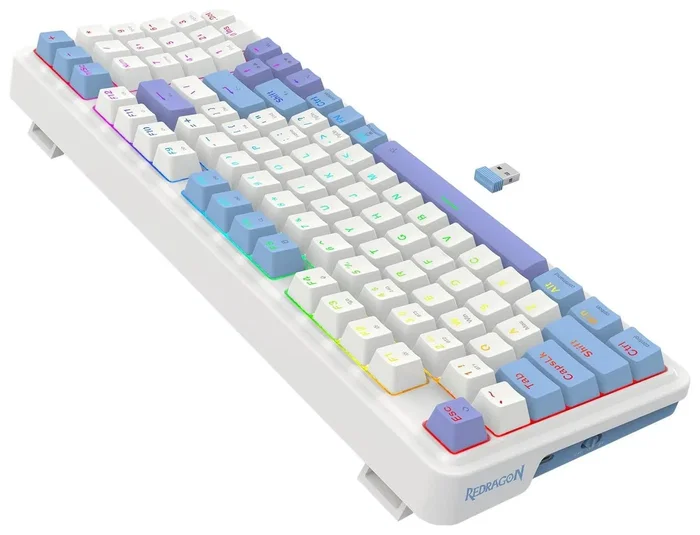 Redragon Gloria K664WBP-RGB-PRO Teclado Mecánico Inalámbrico Blanco RGB 94 Teclas QWERTY Español Redragon Gloria K664WBP-RGB-PRO Teclado Mecánico Inalámbrico Blanco RGB 94 Teclas QWERTY Español