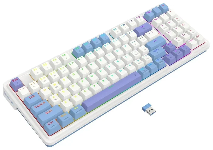 Redragon Gloria K664WBP-RGB-PRO Teclado Mecánico Inalámbrico Blanco RGB 94 Teclas QWERTY Español Redragon Gloria K664WBP-RGB-PRO Teclado Mecánico Inalámbrico Blanco RGB 94 Teclas QWERTY Español