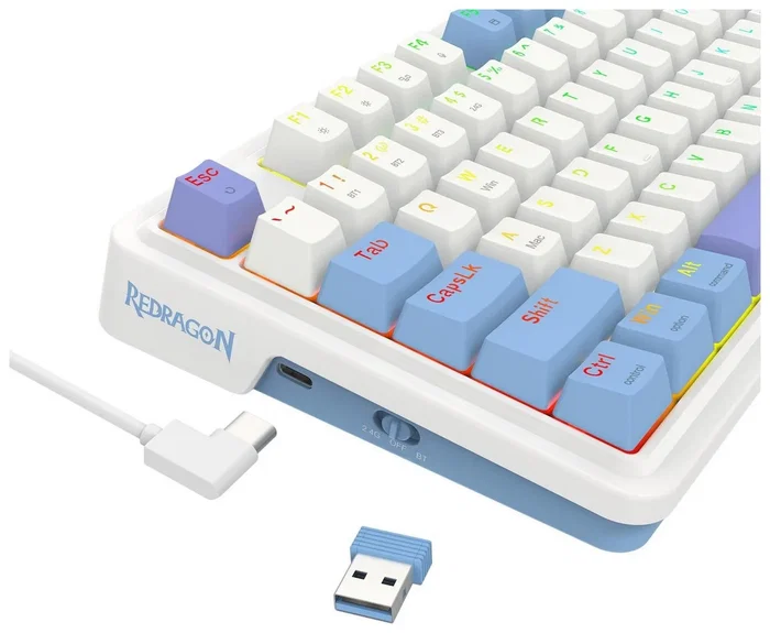 Redragon Gloria K664WBP-RGB-PRO Teclado Mecánico Inalámbrico Blanco RGB 94 Teclas QWERTY Español Redragon Gloria K664WBP-RGB-PRO Teclado Mecánico Inalámbrico Blanco RGB 94 Teclas QWERTY Español