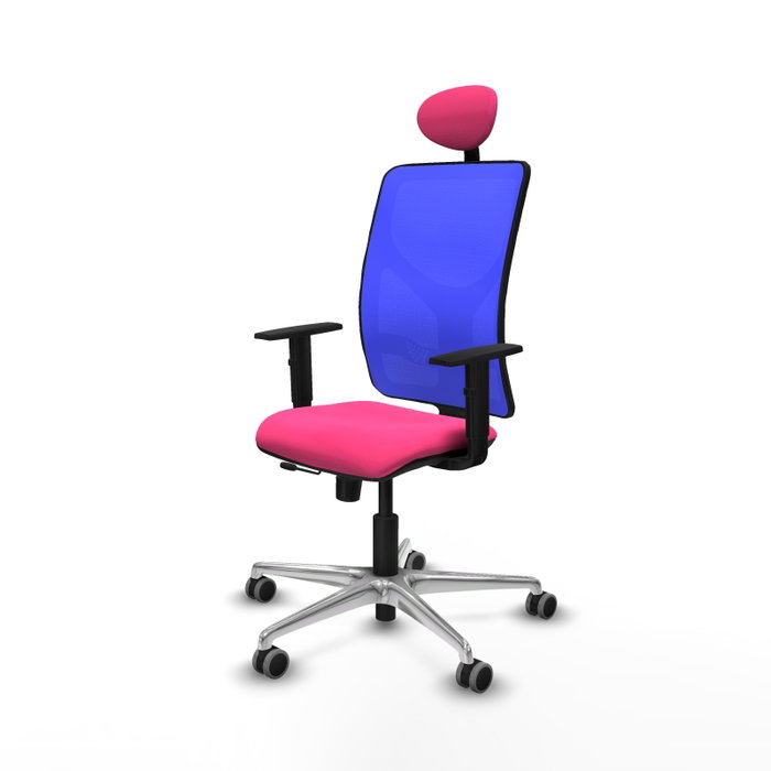 PIQUERAS Y CRESPO Silla de oficina Motilla con mecanismo Sincro/Traslack Rosa y Azul
