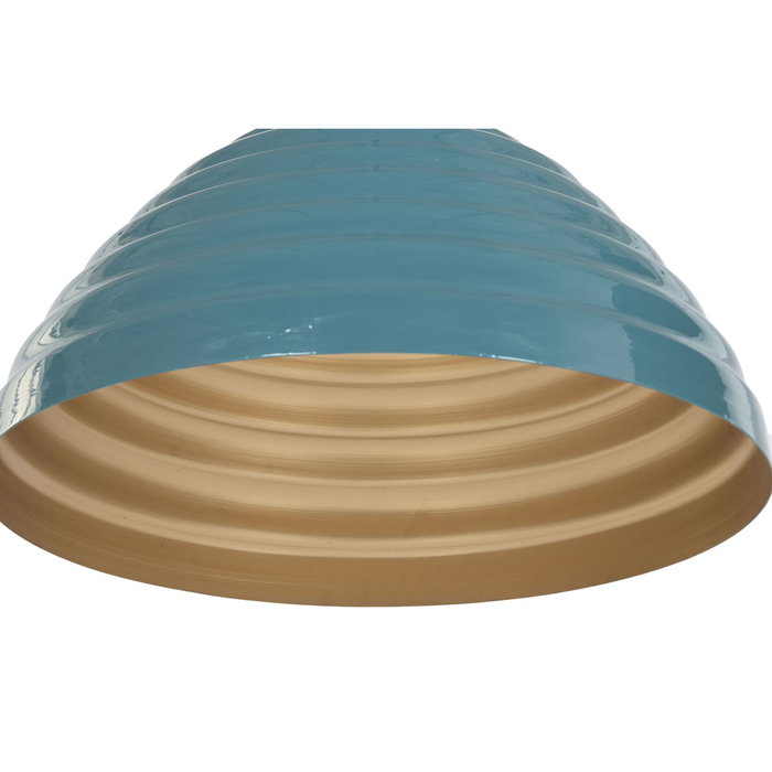 DKD Home Decor Lámpara de Techo de Hierro Lacado Azul 51x51x28 cm
