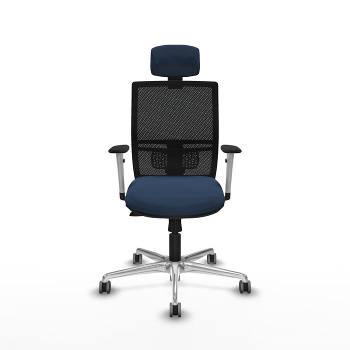 PIQUERAS Y CRESPO Silla de oficina Yunquera con mecanismo Sincro/Traslack, Azul marino y Negro