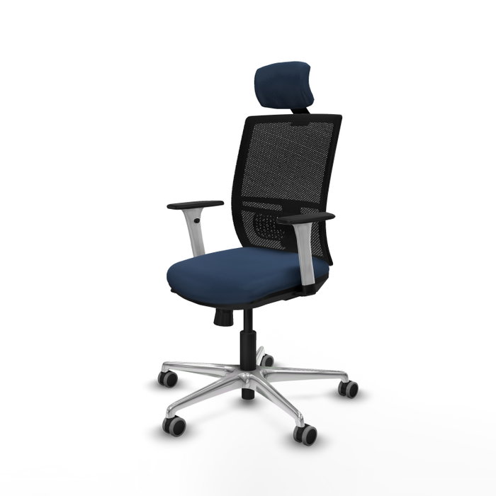 PIQUERAS Y CRESPO Silla de oficina Yunquera con mecanismo Sincro/Traslack, Azul marino y Negro