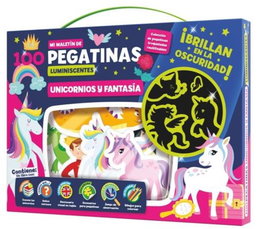 IMAGILAND Maletín de 100 Pegatinas Luminiscentes Unicornios y Fantasía