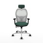 PIQUERAS Y CRESPO Silla de oficina Jorquera con mecanismo Sincro/Traslack, Verde botella y Blanco