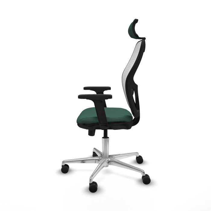 PIQUERAS Y CRESPO Silla de oficina Jorquera con mecanismo Sincro/Traslack, Verde botella y Blanco