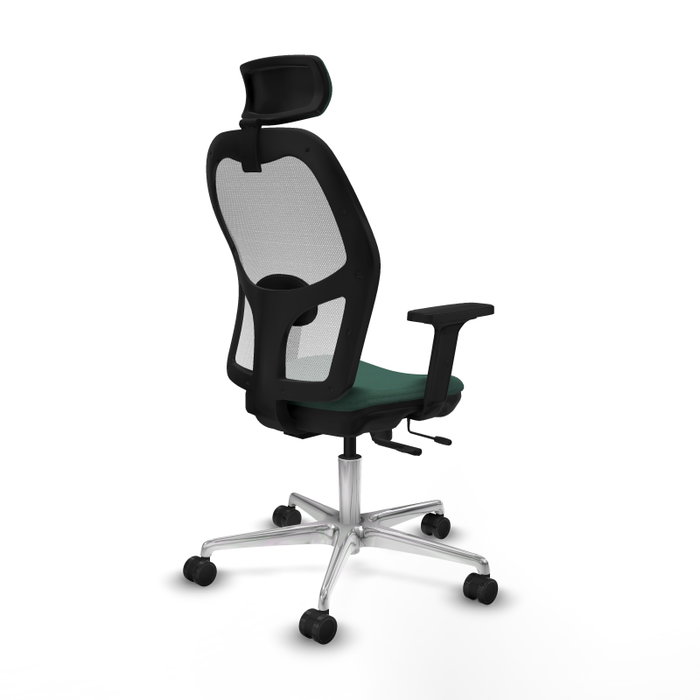 PIQUERAS Y CRESPO Silla de oficina Jorquera con mecanismo Sincro/Traslack, Verde botella y Blanco