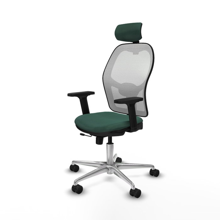 PIQUERAS Y CRESPO Silla de oficina Jorquera con mecanismo Sincro/Traslack, Verde botella y Blanco