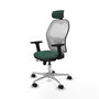 PIQUERAS Y CRESPO Silla de oficina Jorquera con mecanismo Sincro/Traslack, Verde botella y Blanco