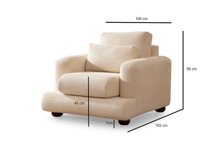 Atelier Del Sofa Sofá de 1 Plaza Beige 100x105x90 cm