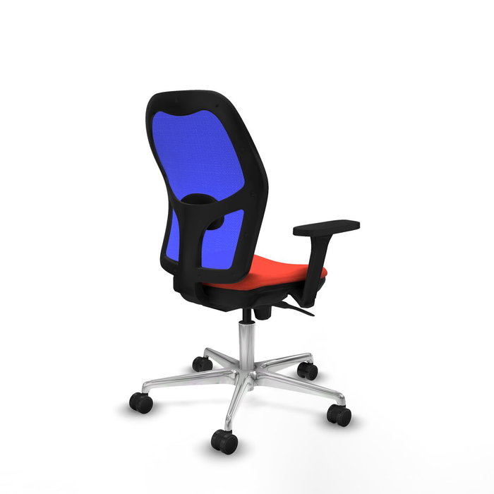PIQUERAS Y CRESPO Silla de oficina Jorquera con mecanismo Sincro, brazos 3D y tela Naranja oscuro/malla Azul