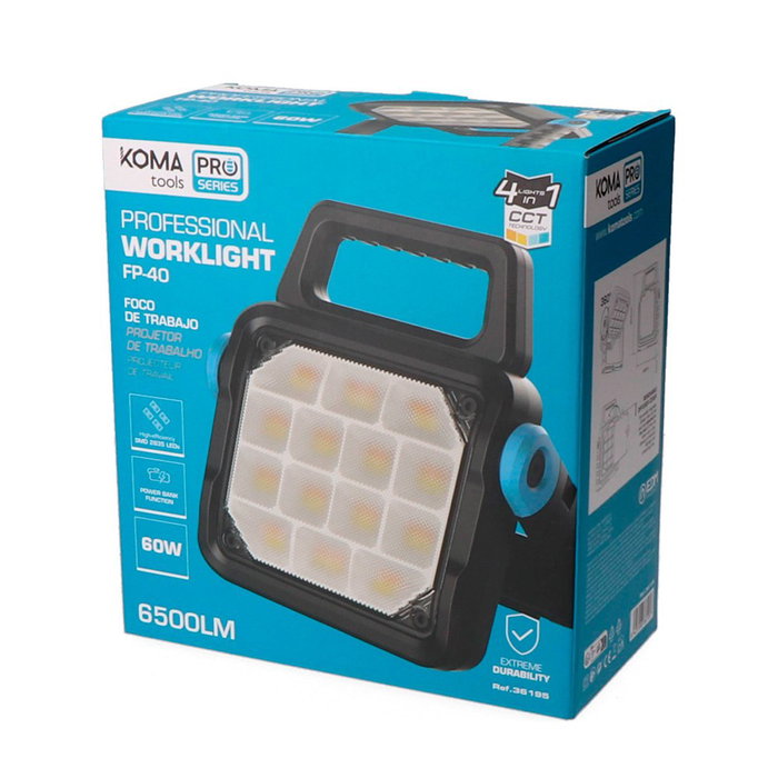 Koma Tools FP-40 Foco LED profesional de trabajo recargable 60W 6500lm