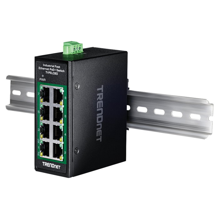 Trendnet TI-PELC80 Switch no administrado Fast Ethernet 10/100 con PoE negro