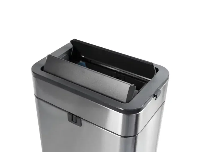 Maul Papelera PRME Acero Inoxidable 30 Litros Diseño Cuadrado Tapa Abierta Oficina Hogar