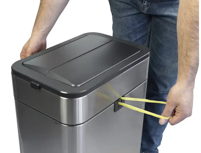 Maul Papelera PRME Acero Inoxidable 30 Litros Diseño Cuadrado Tapa Abierta Oficina Hogar