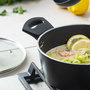 MasterChef Juego 3 Cacerolas con Tapa de Vidrio 28 cm Aluminio Forjado 2.8 mm (4 Unidades)