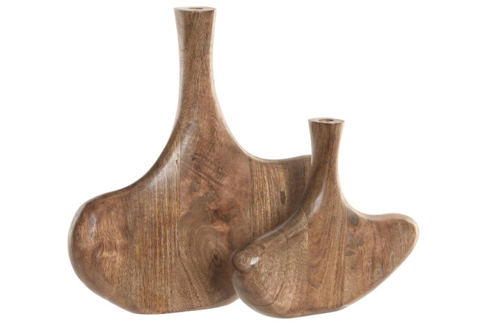 DKD Home Decor Set de 2 Jarrones de Mango Abstracto Natural Marrón DKD Home Decor Set de 2 Jarrones de Mango Abstracto Natural Marrón