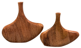 DKD Home Decor Set de 2 Jarrones de Mango Abstracto Natural Marrón