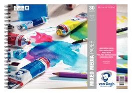 Van Gogh Bloc de papel de medios mixtos con encuadernación en espiral, 30 hojas, 300 g/m², A4