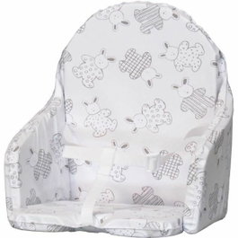 Bambisol Cojín de silla con correas con patrón de conejos plateados