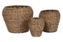 DKD Home Decor Set de 3 Maceteros de Fibra y Metal Marrón