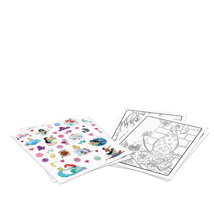 Crayola 04-0202 Libro de colorear y stickers Princesas Disney en español, 32 páginas + 4 hojas de adhesivos, recomendado para +3 años