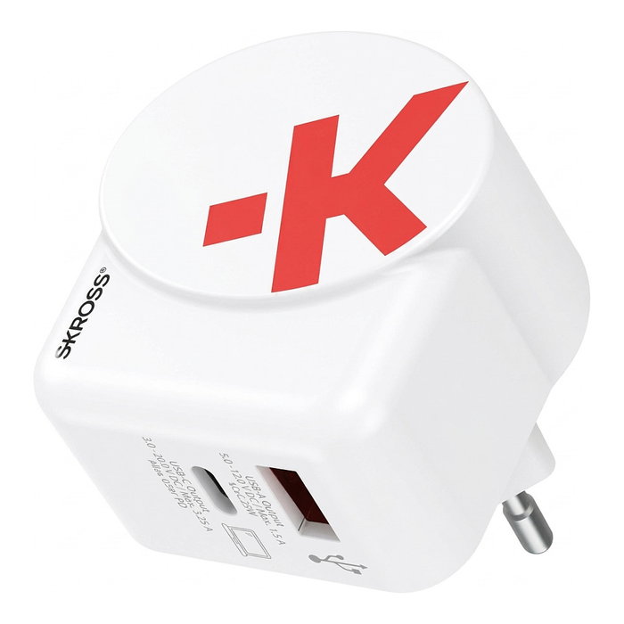 SKROSS 1.302425 Cargador Euro USB 65W con Cable USB-C y Puerto USB-A GaN Blanco SKROSS 1.302425 Cargador Euro USB 65W con Cable USB-C y Puerto USB-A GaN Blanco