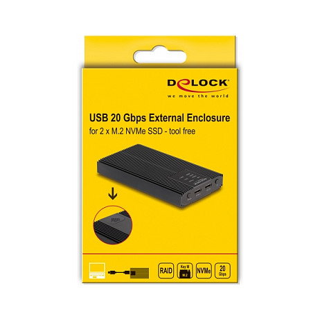 DeLOCK 42022 Carcasa externa USB 20 Gbps para 2 x M.2 NVMe PCIe