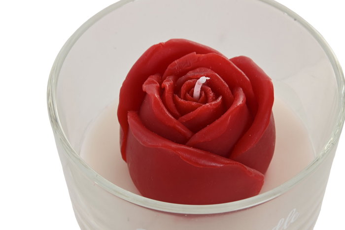DKD Home Decor Vela de Cristal San Valentín, Fragancia Fresa, 282 g