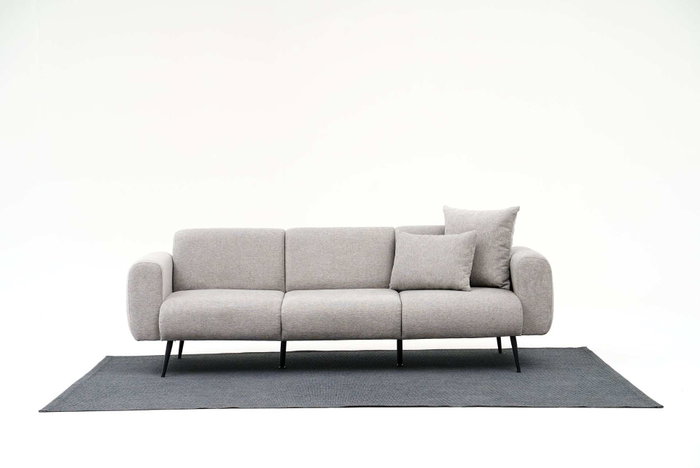 Atelier Del Sofa Sofá de 3 Plazas Chenilla Gris Claro 235x82x77 cm