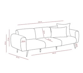 Atelier Del Sofa Sofá de 3 Plazas Chenilla Gris Claro 235x82x77 cm