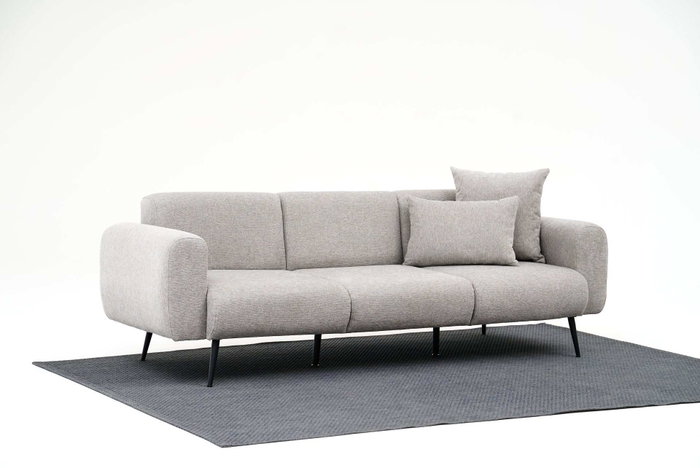 Atelier Del Sofa Sofá de 3 Plazas Chenilla Gris Claro 235x82x77 cm