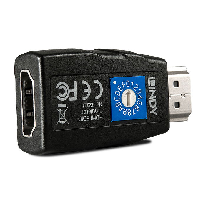 LINDY Emulador EDID HDMI 2.0 18Gbps 32114, DDC, 15 Modos, Resolución 4K 60Hz, Negro
